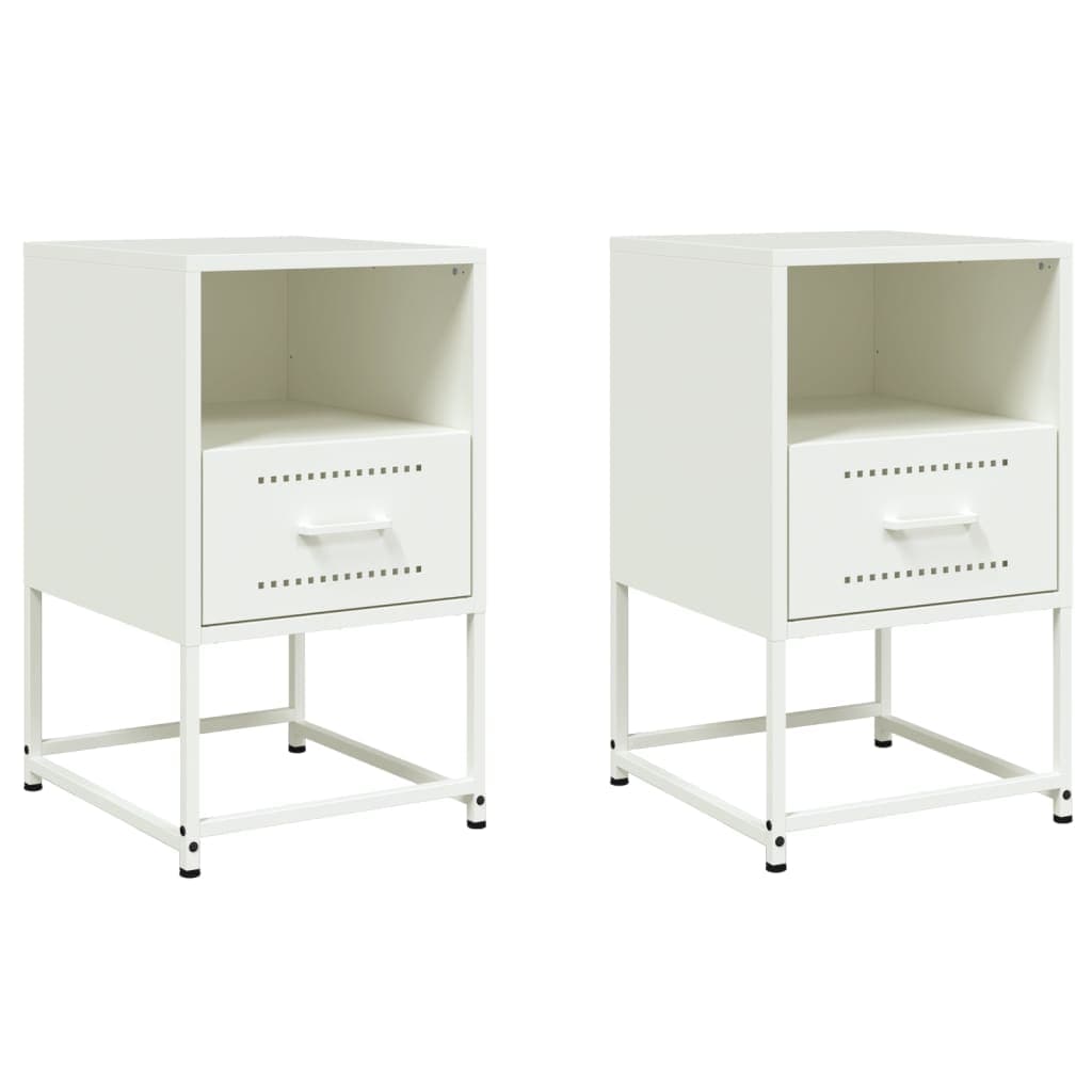 vidaXL Mesas de Cabeceira 2 Peças 36x39x60,5 cm Aço Branco - 1102594777