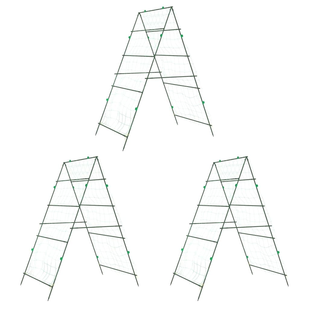 vidaXL Treliças jardim p/ plantas trepadeiras 3 pcs estrutura em A aço