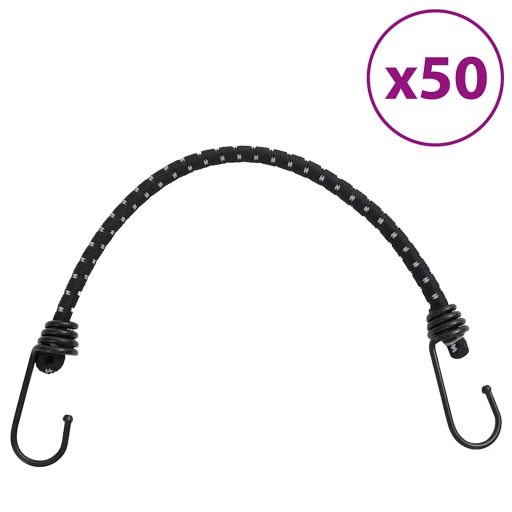vidaXL Cordas elásticas c/ faixas refletoras e ganchos 50 pcs 38 cm