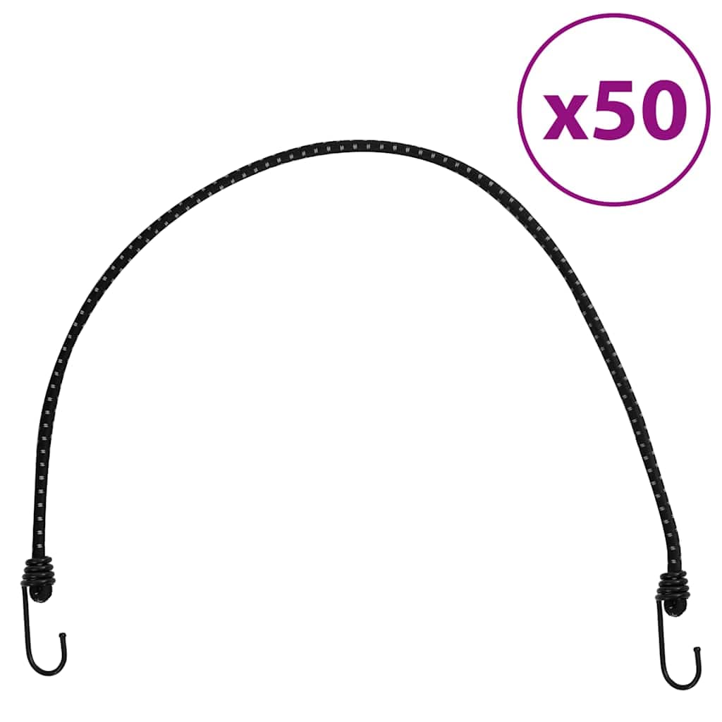 vidaXL Cordas elásticas c/ faixas refletoras e ganchos 50 pcs 88 cm