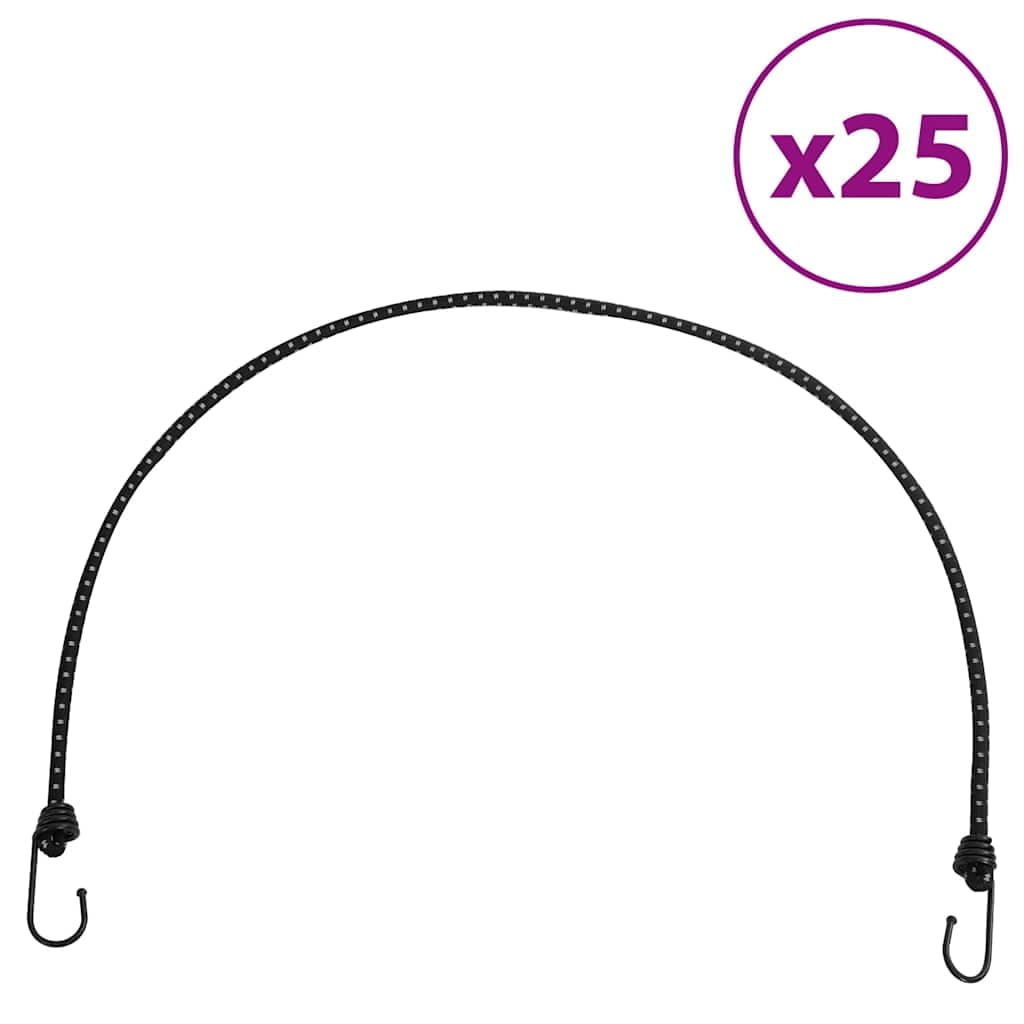vidaXL Cordas elásticas c/ faixas refletoras e ganchos 25 pcs 100 cm