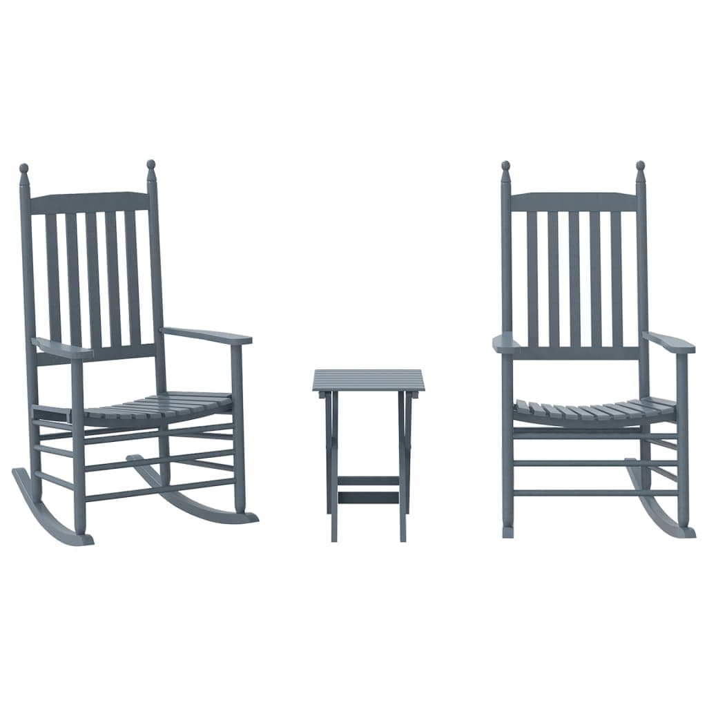 vidaXL Cadeiras de baloiço 2 pcs c/ mesa dobrável álamo maciço cinza
