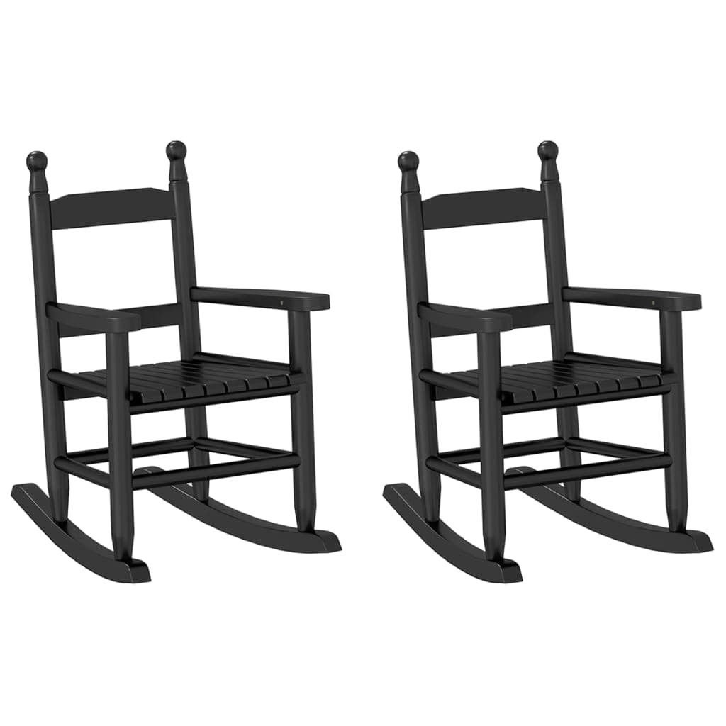 vidaXL Cadeiras de baloiço infantis 2 pcs álamo maciço preto