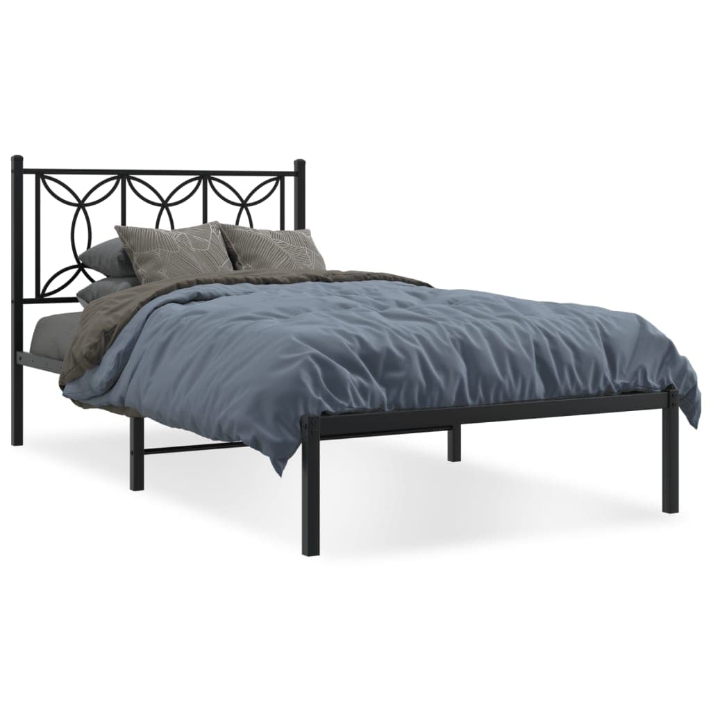 vidaXL Estrutura de cama com cabeceira 100x200 cm metal preto