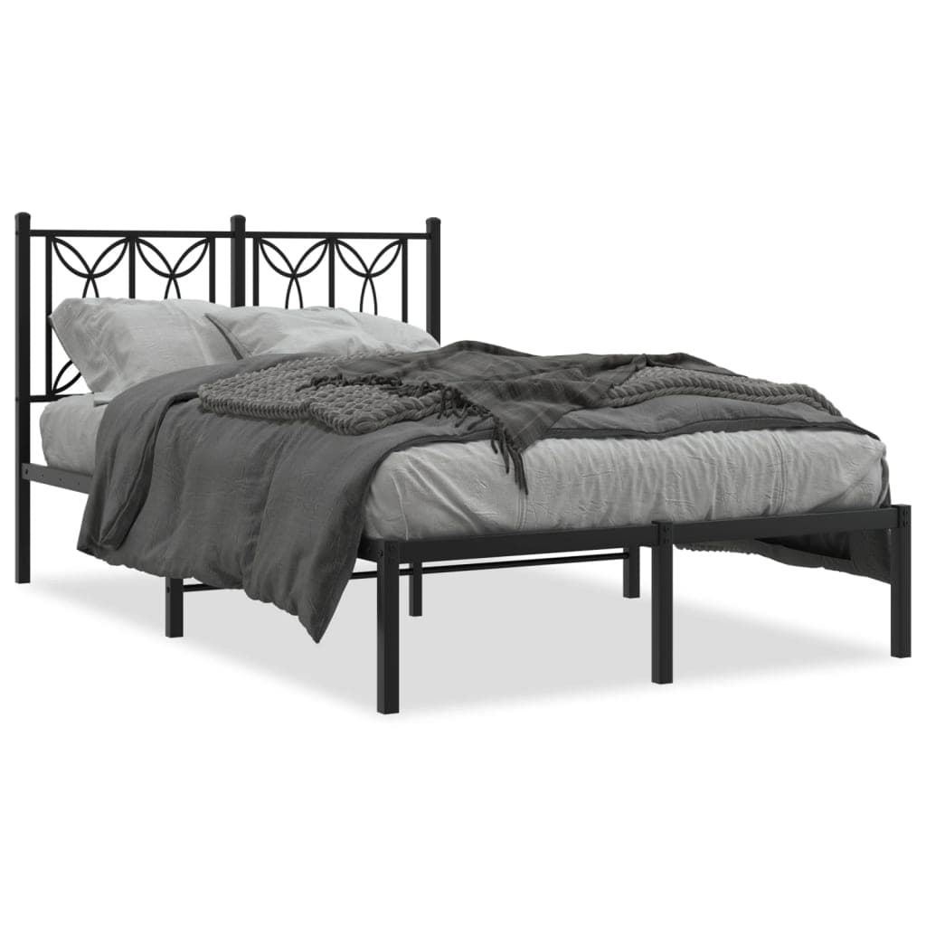 vidaXL Estrutura de Cama com Cabeceira 120x190 cm Metal Preto - 263890194