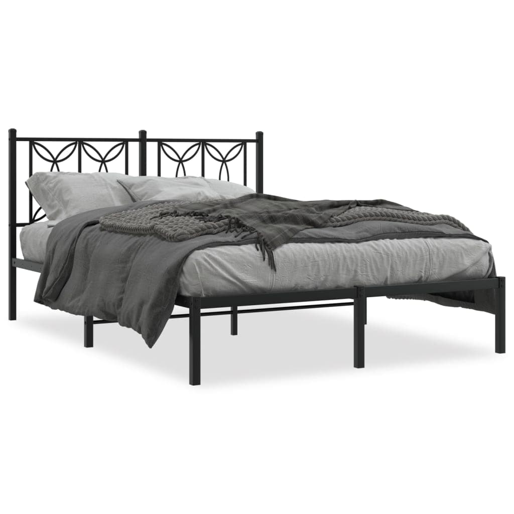vidaXL Estrutura de cama com cabeceira 140x190 cm metal preto