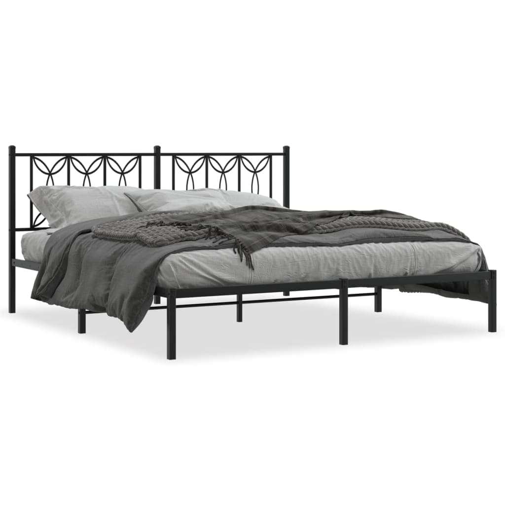 vidaXL Estrutura de Cama com Cabeceira 183x213 cm Metal Preto - 4290916710