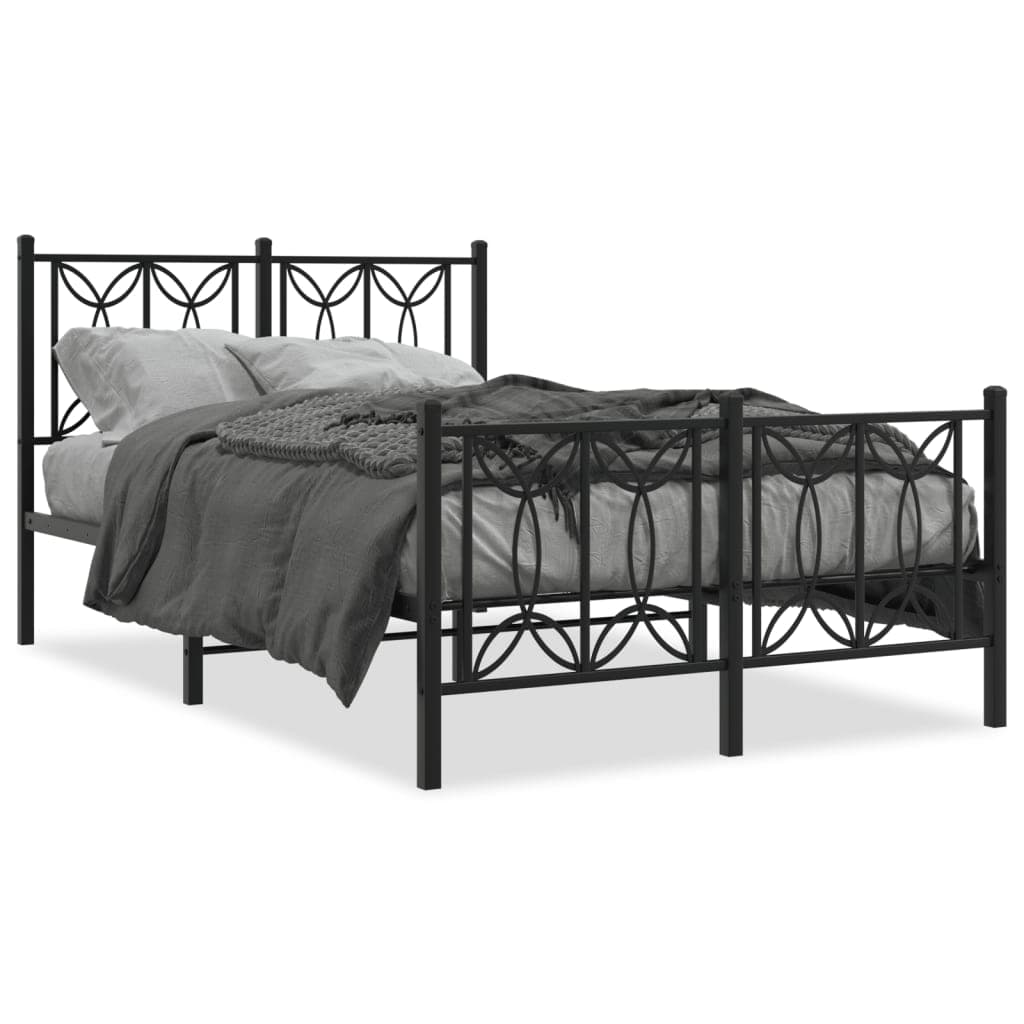 vidaXL Estrutura de cama com cabeceira e pés 120x190 cm metal preto