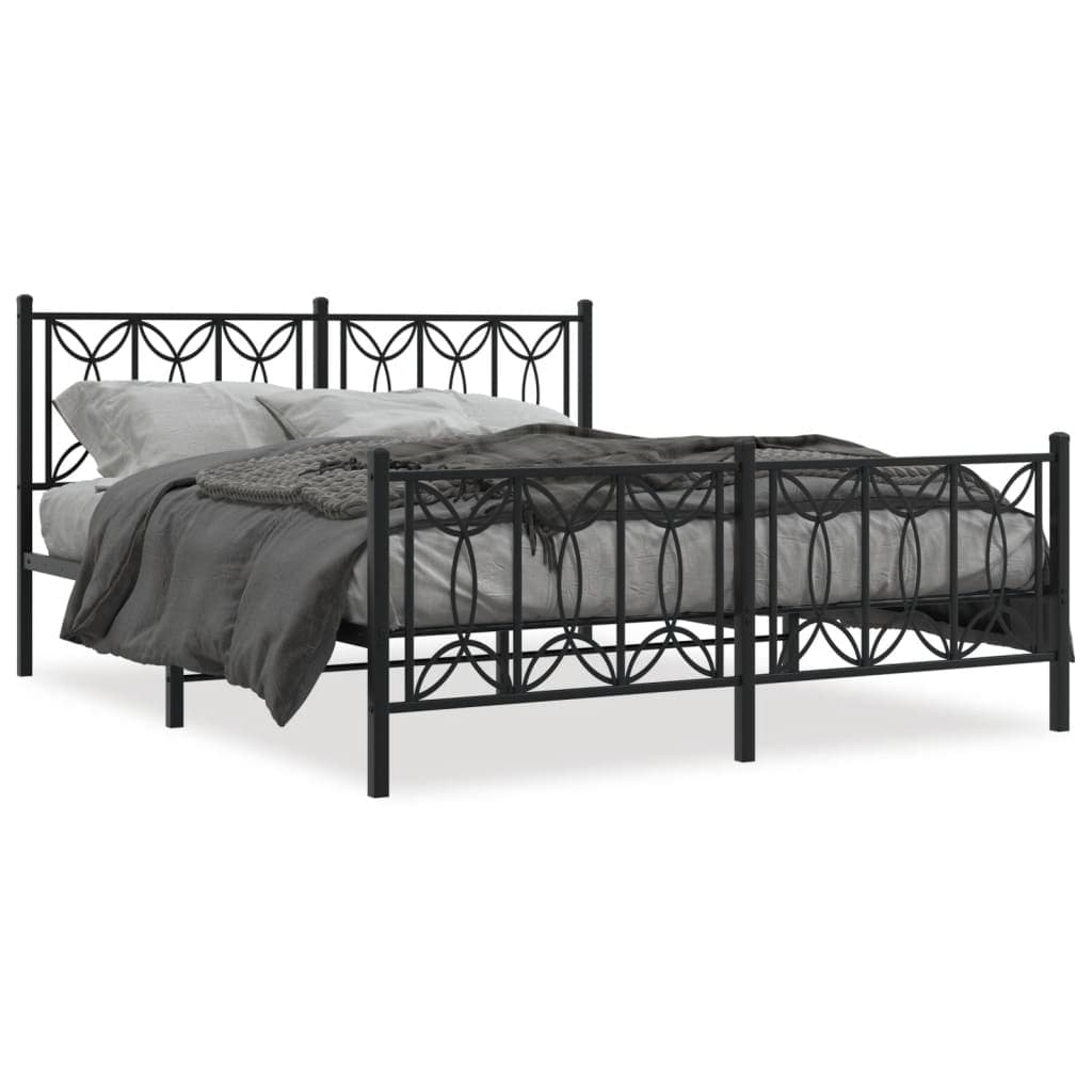 vidaXL Estrutura de cama com cabeceira e pés 150x200 cm metal preto