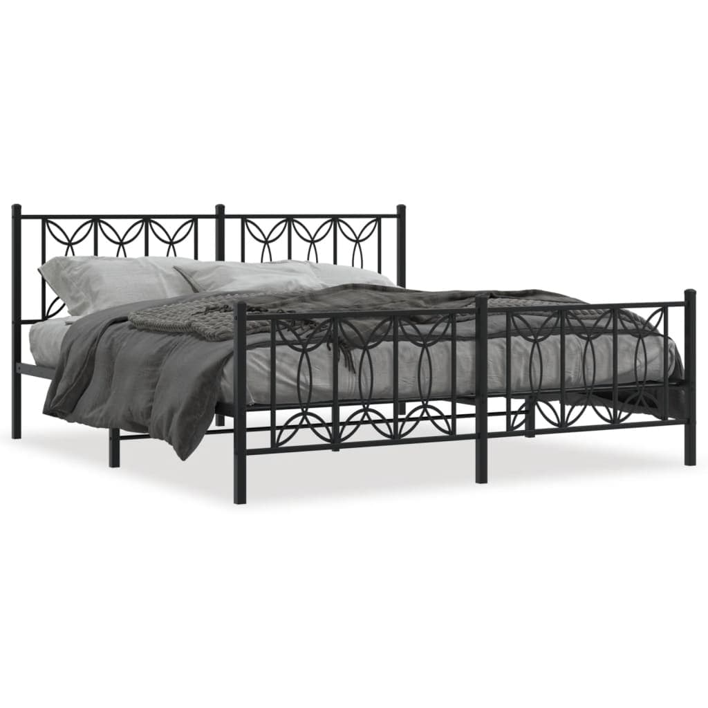 vidaXL Estrutura de cama com cabeceira e pés 183x213 cm metal preto