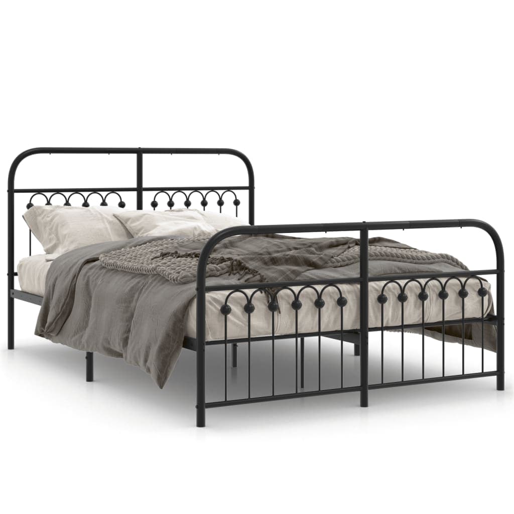 vidaXL Estrutura de Cama com Cabeceira e Pés 140x200 cm Metal Preto - 678341759