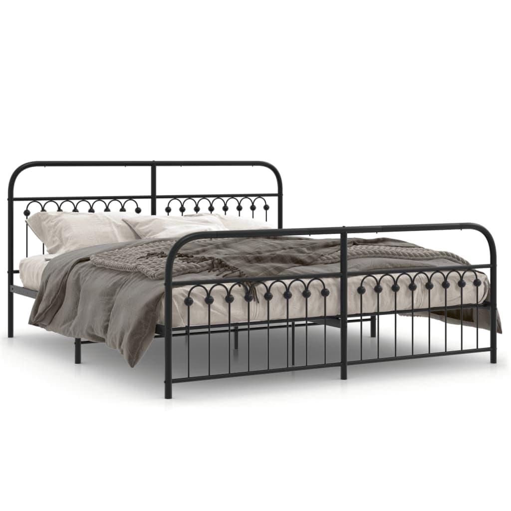vidaXL Estrutura de cama com cabeceira e pés 183x203 cm metal preto