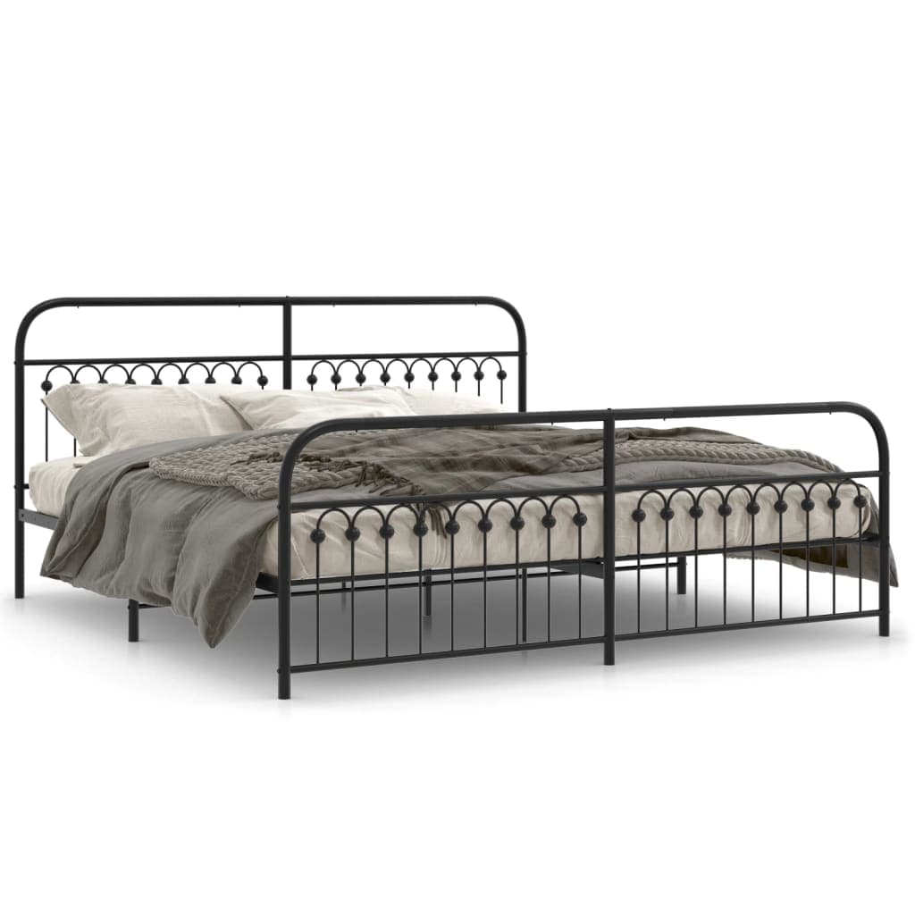 vidaXL Estrutura de cama com cabeceira e pés 193x203 cm metal preto