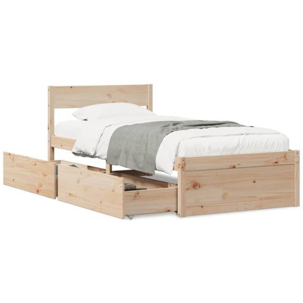 vidaXL Cama sem Colchão 90x200 cm Madeira de Pinho Maciça - 8721102647307