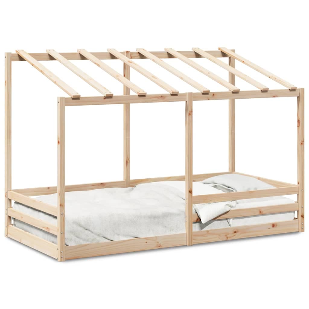 vidaXL Cama infantil com telhado 80x200 cm madeira de pinho maciça