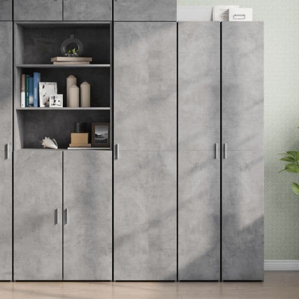 vidaXL Armário Alto 45x42,5x185 cm Derivados de Madeira Cinza Cimento - 3904244557