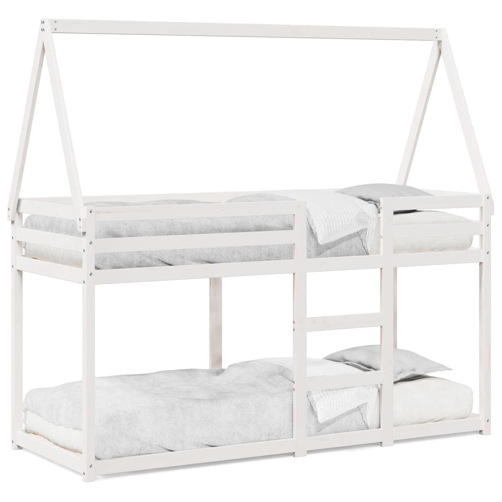 vidaXL Beliche com telhado 90x200 cm madeira de pinho maciça branco