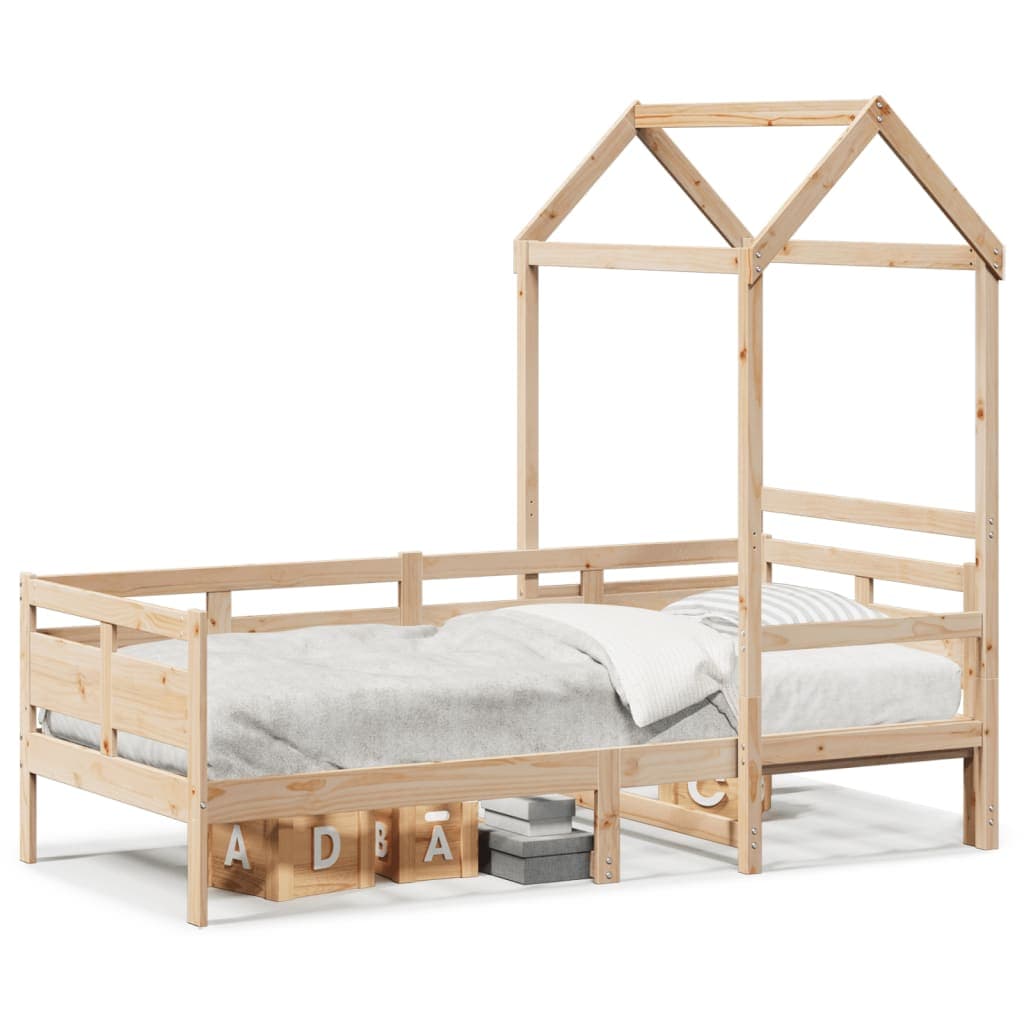 vidaXL Sofá-cama com Telhado 80x200 cm Madeira de Pinho Maciça - 1452334076