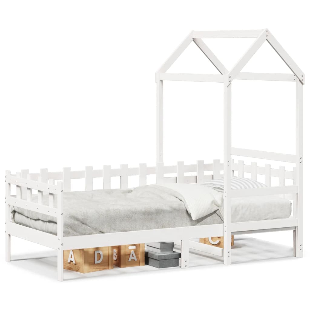 vidaXL Sofá-cama com telhado 80x200 cm madeira de pinho maciça branco