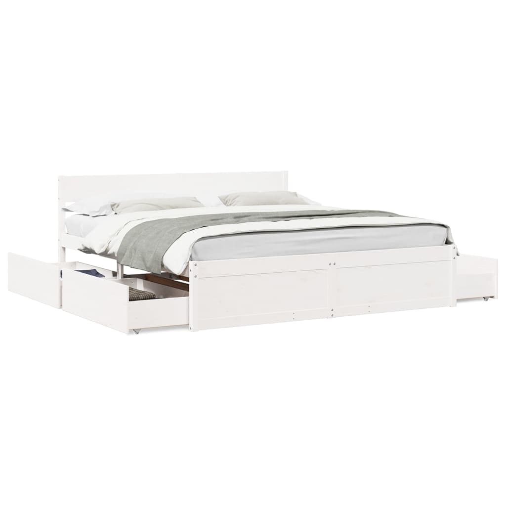 vidaXL Cama sem colchão 200x200 cm madeira de pinho maciça branco