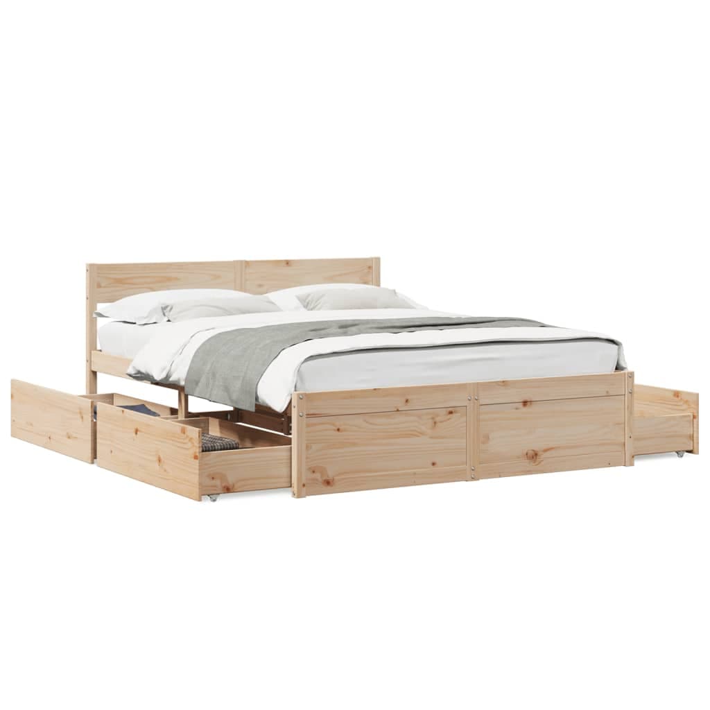 vidaXL Cama sem colchão 140x200 cm madeira de pinho maciça