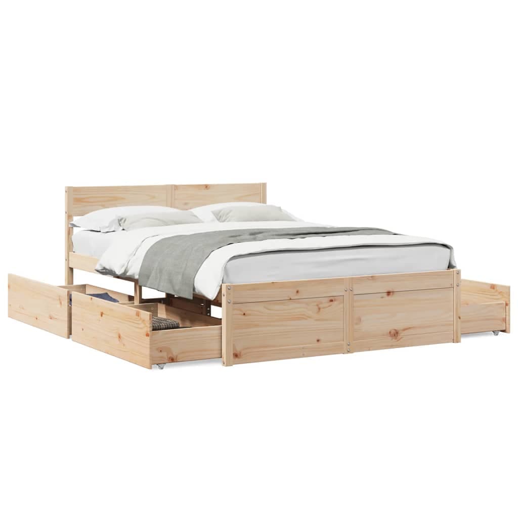 vidaXL Cama sem Colchão 140x190 cm Madeira de Pinho Maciça - 4236917470