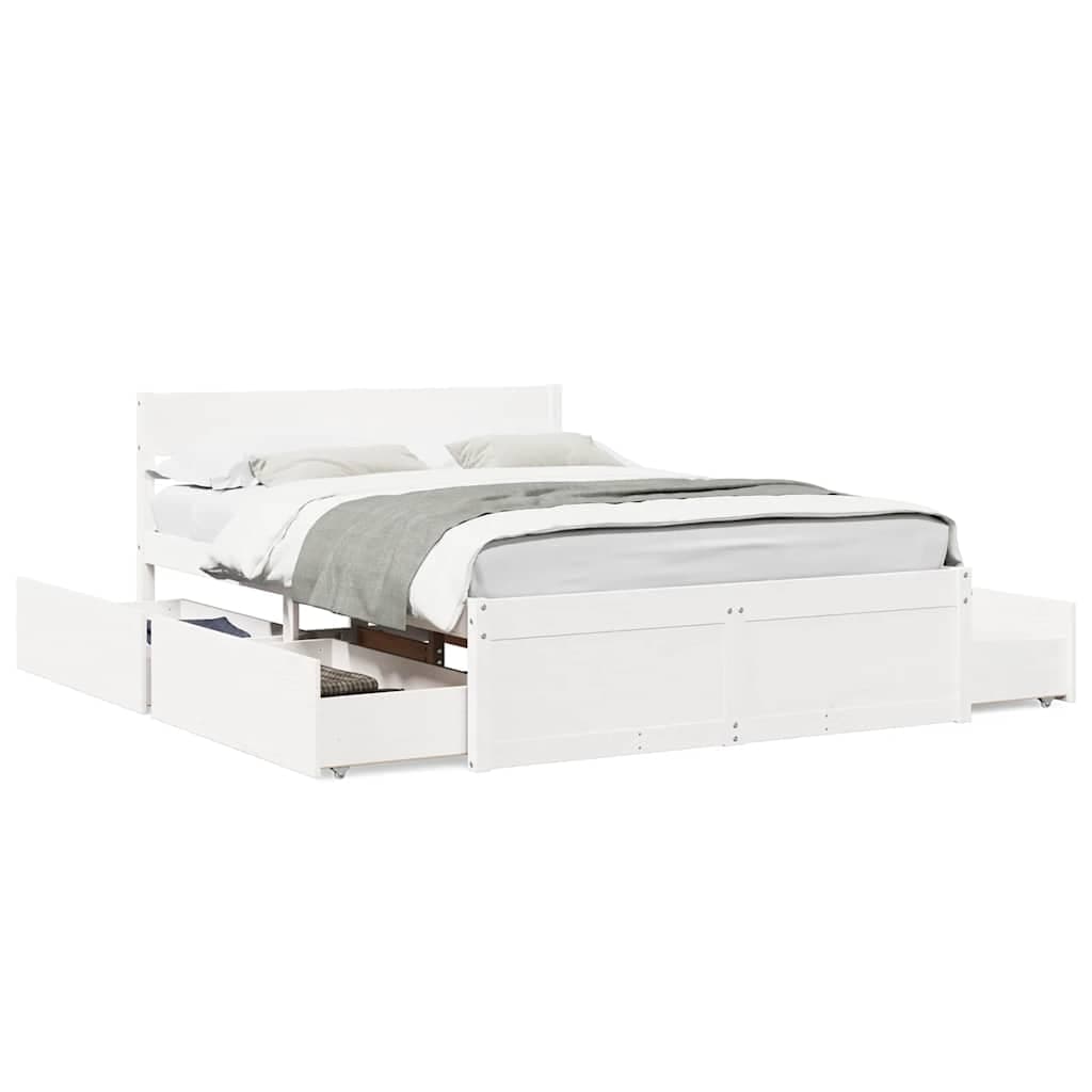vidaXL Cama sem colchão 120x190 cm madeira de pinho maciça branco