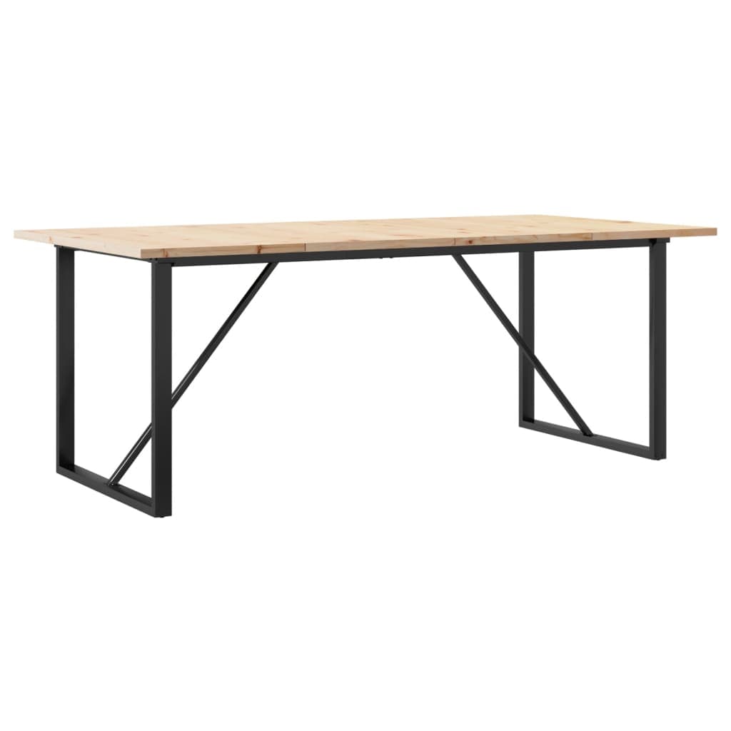 vidaXL Mesa de jantar estrutura O 200x100x75,5 cm pinho/aço