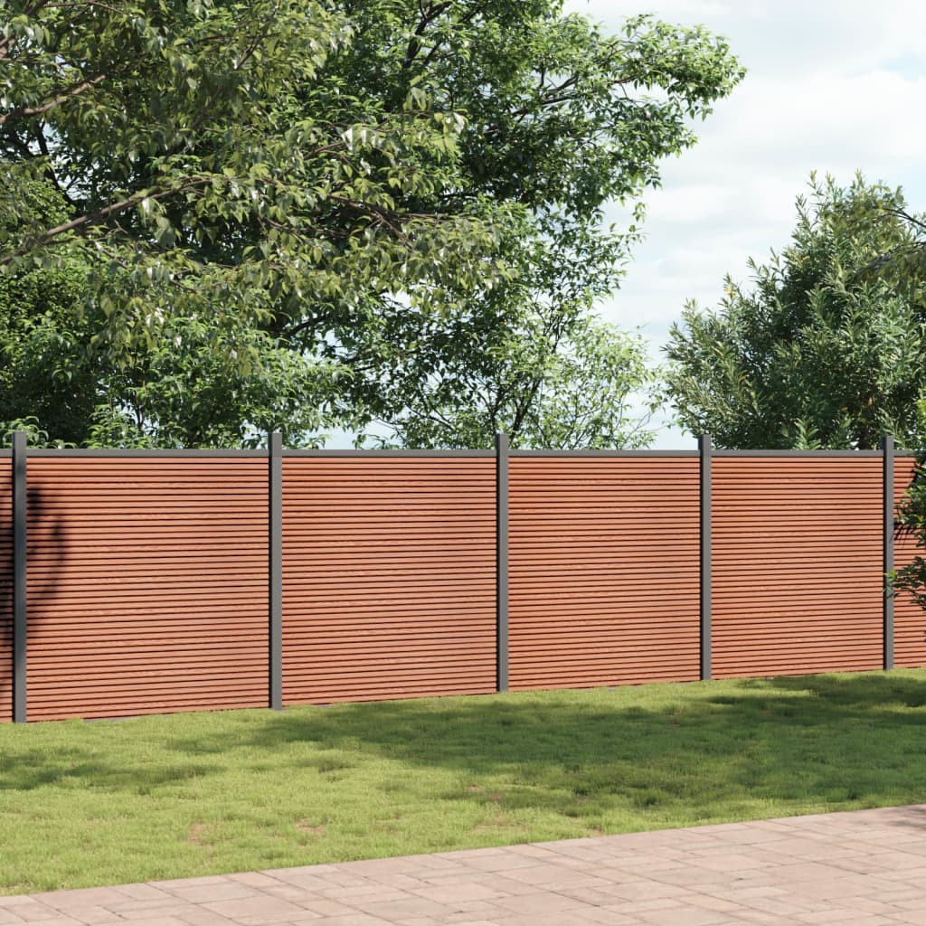 vidaXL Painel de vedação 1737x186 cm WPC castanho