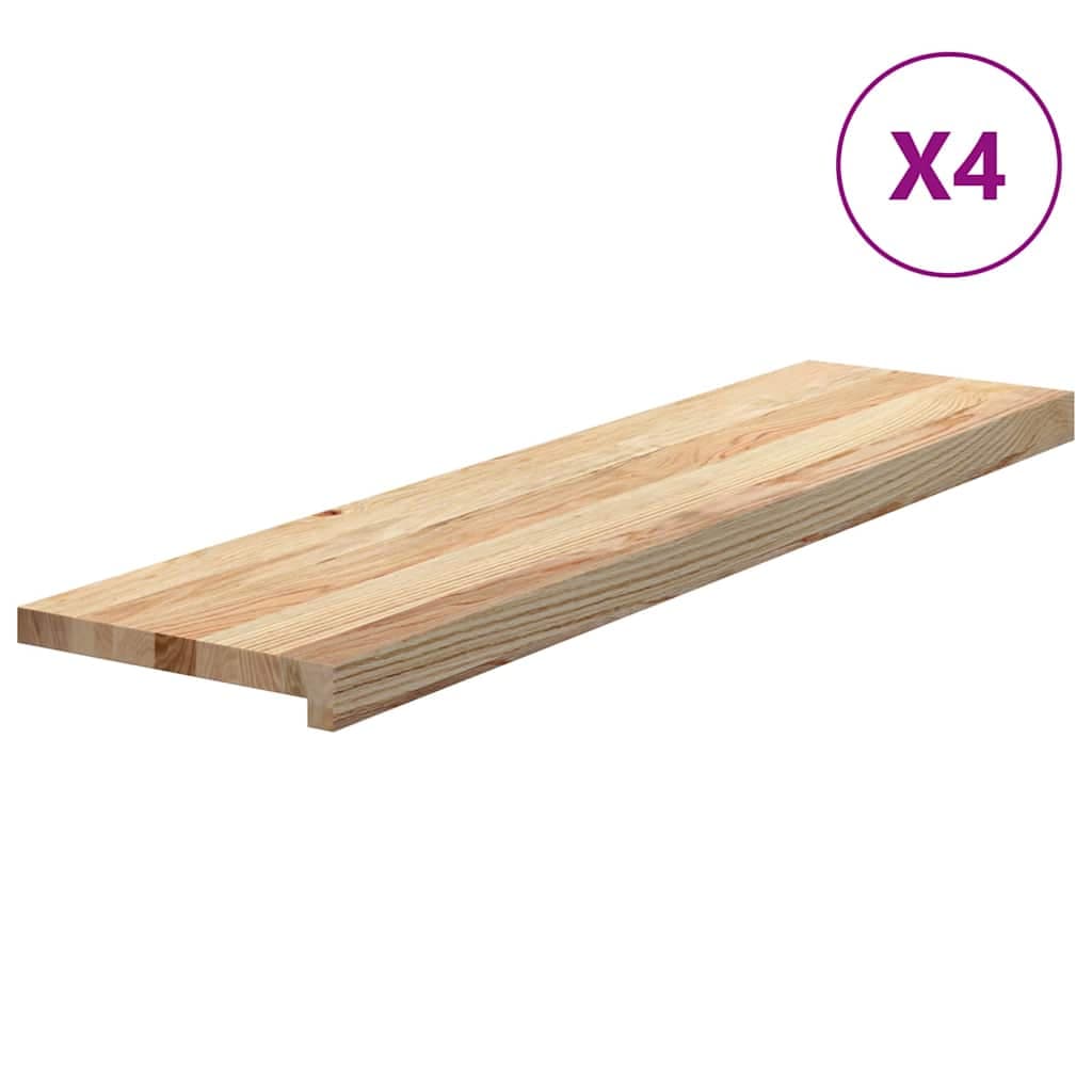 vidaXL Tapetes de escada 4 pcs 100x25x2cm carvalho maciço não tratado