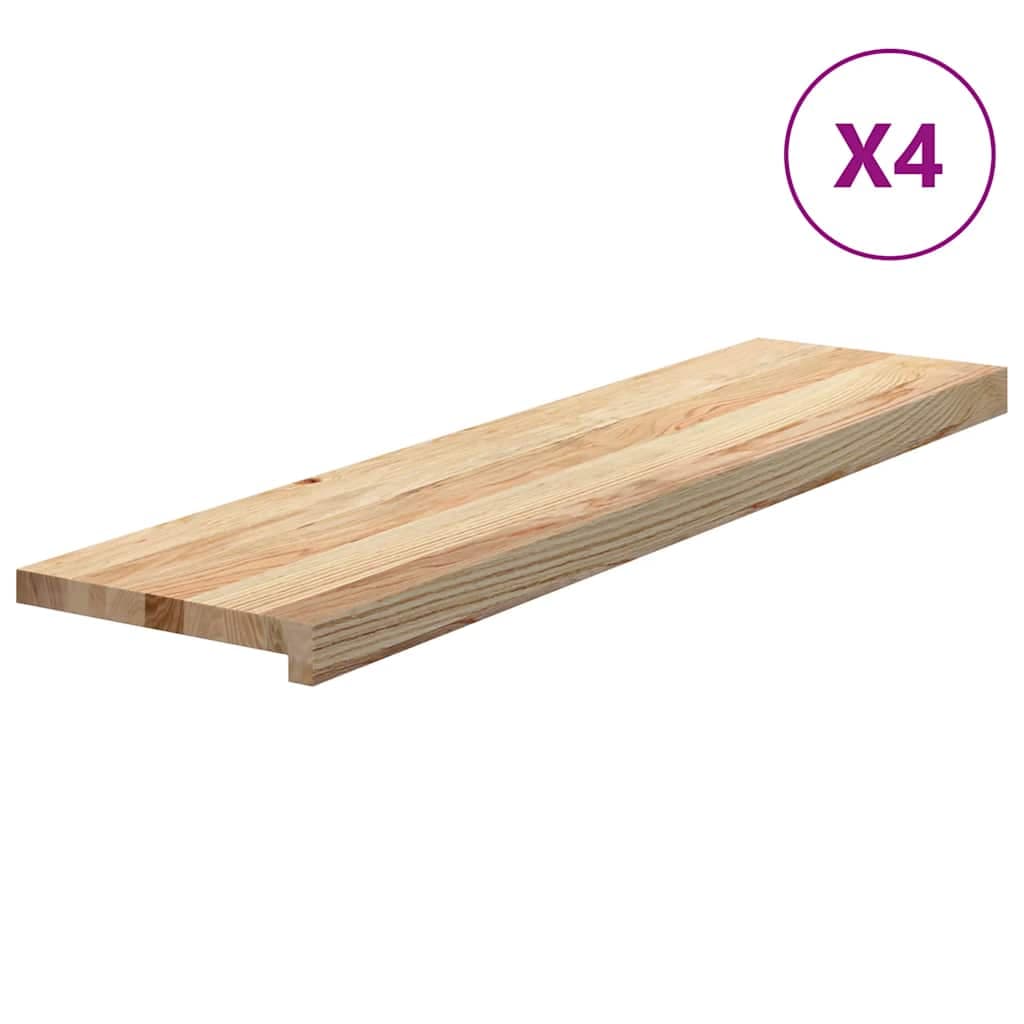 vidaXL Tapetes de escada 4 pcs 100x30x2cm carvalho maciço não tratado