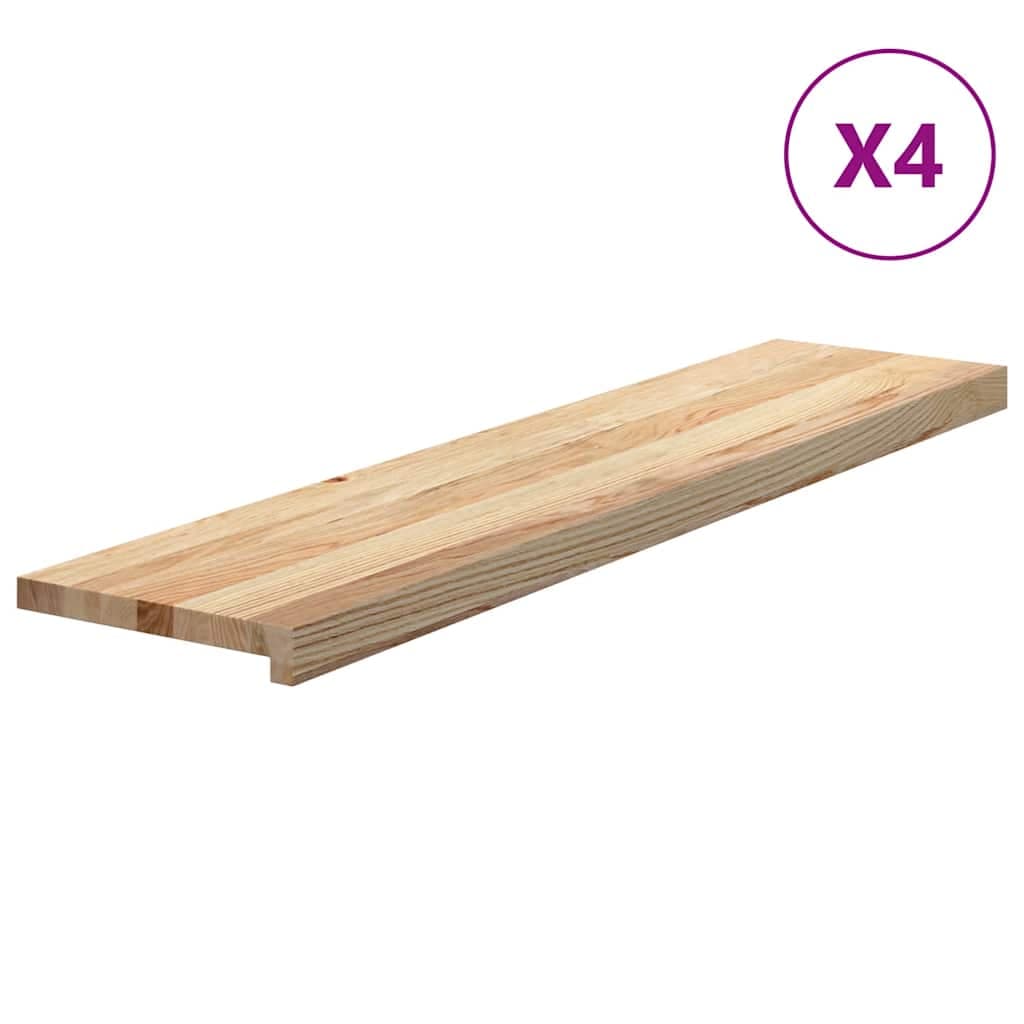 vidaXL Tapetes de escada 4 pcs 110x30x2cm carvalho maciço não tratado