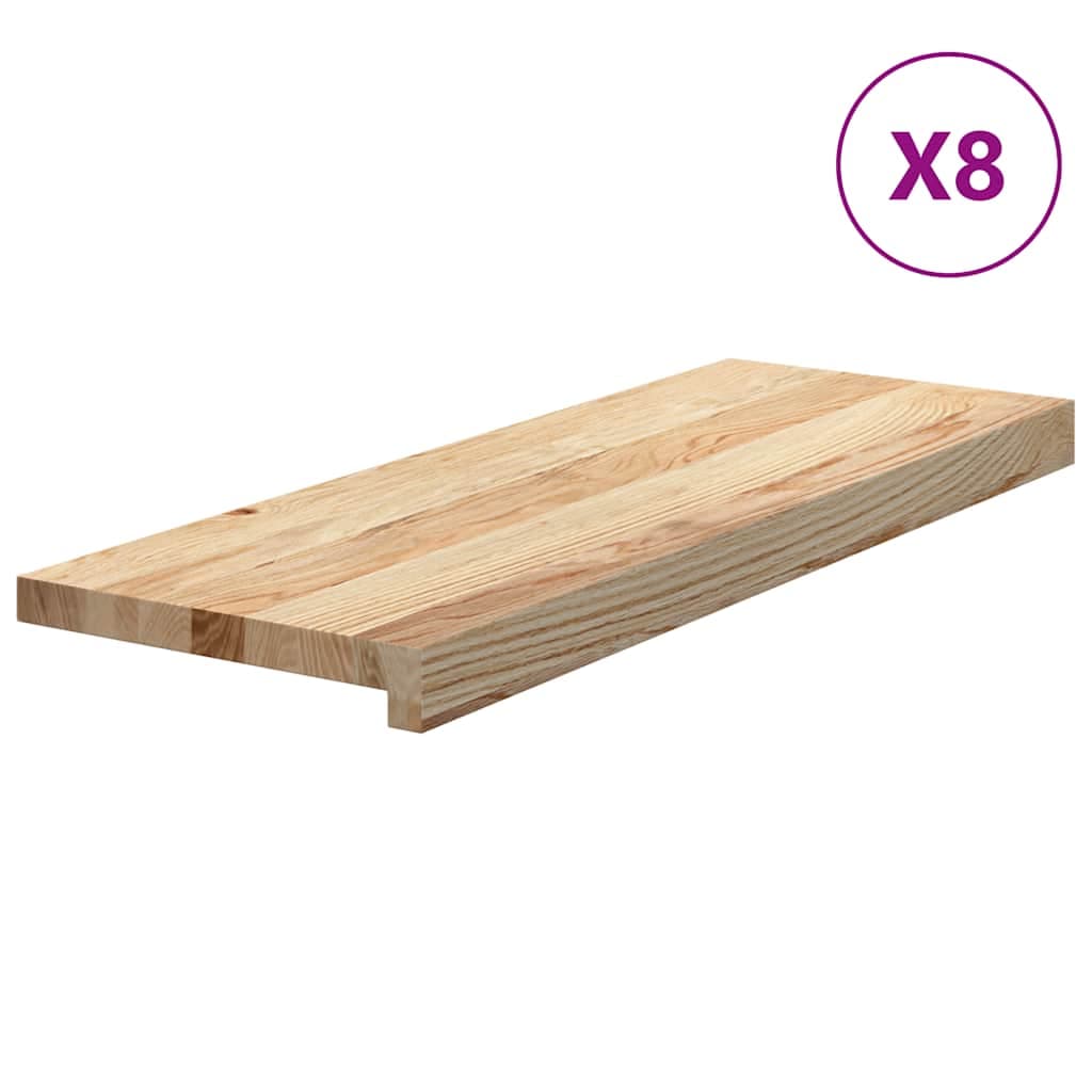 vidaXL Tapetes de escada 8 pcs 70x25x2 cm carvalho maciço não tratado