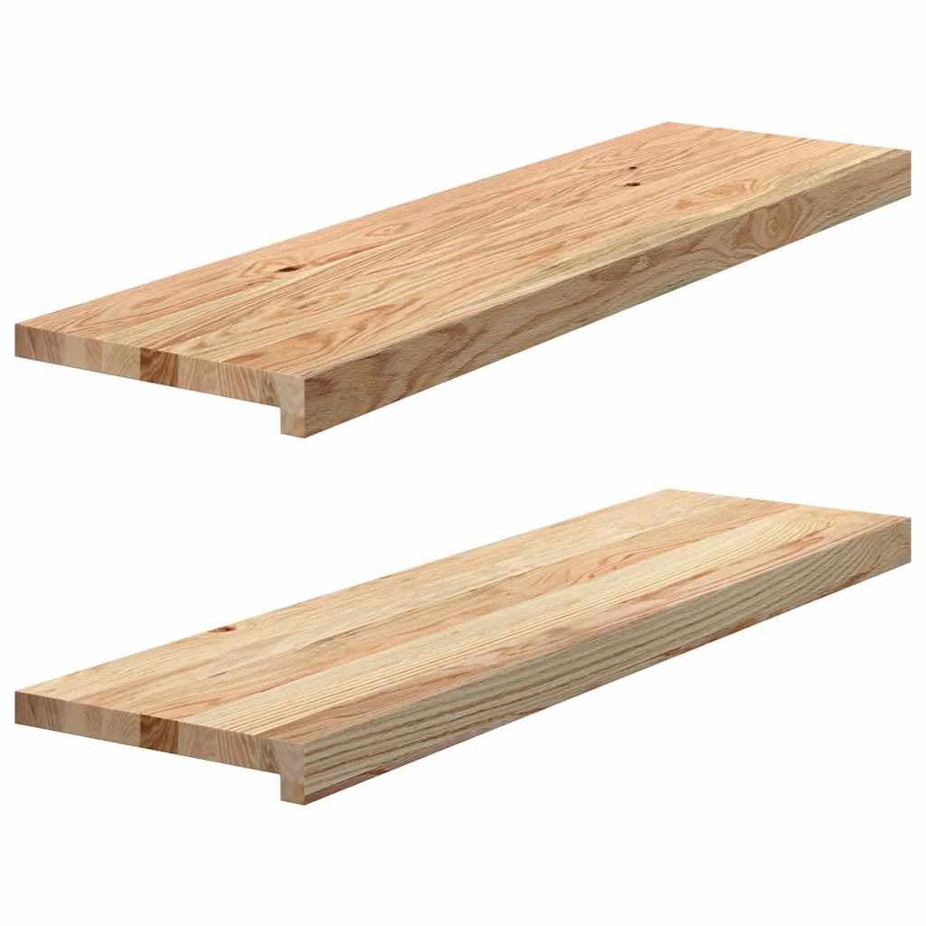 vidaXL Tapetes de escada 2 pcs 90x25x2 cm carvalho maciço não tratado