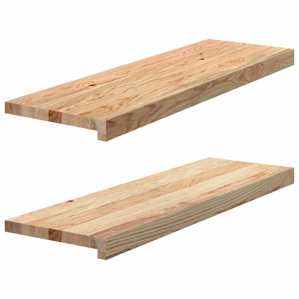 vidaXL Tapetes de escada 2 pcs 80x30x2 cm carvalho maciço não tratado