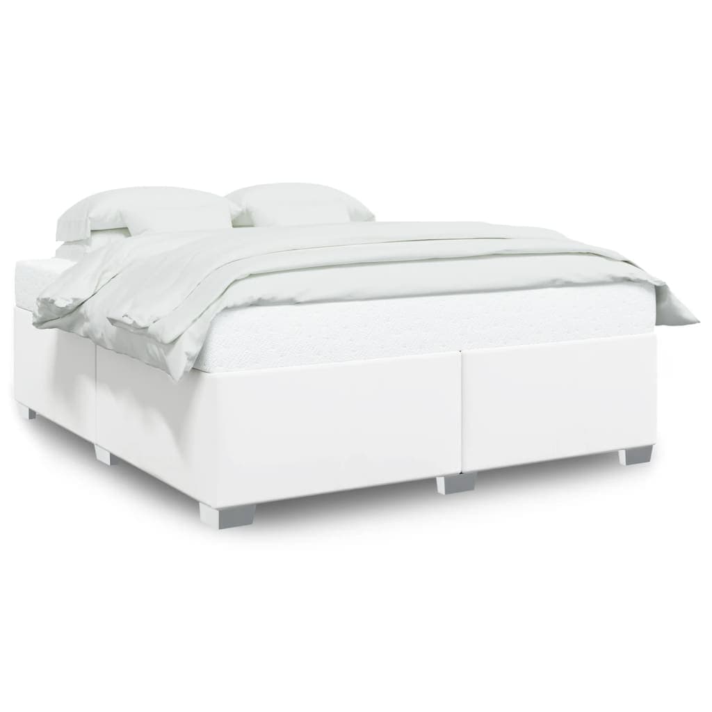 vidaXL Estrutura de Cama 200x200 cm Couro Artificial Branco - 1899949713