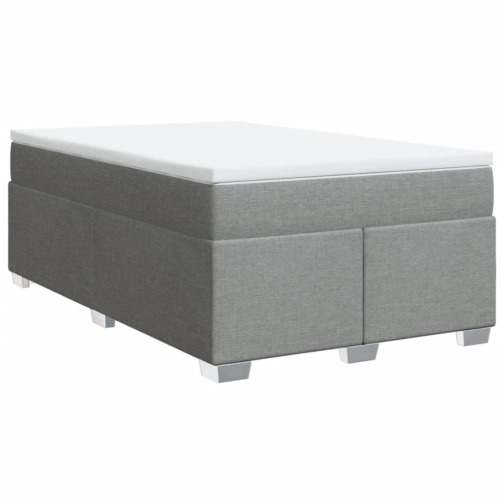 vidaXL Cama com molas/colchão 120x200 cm tecido cinza-claro