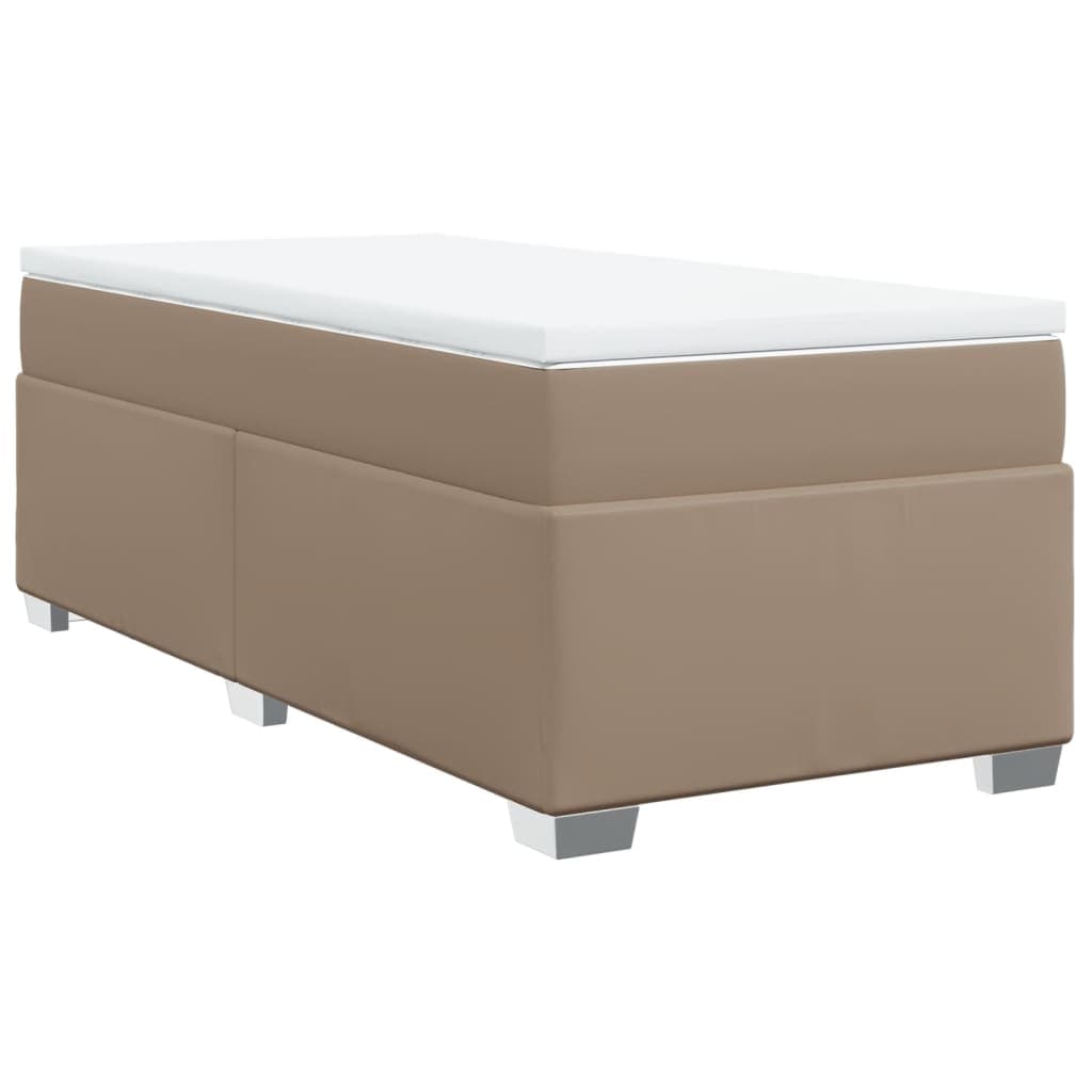 vidaXL Cama com Molas/colchão 80x200 cm Couro Artificial Cappuccino - 3737248879