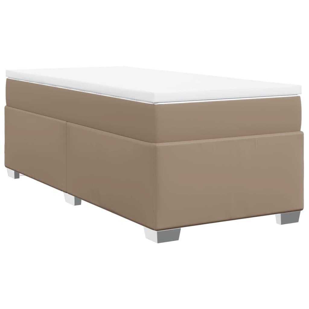vidaXL Cama com molas/colchão 90x200 cm couro artificial cappuccino