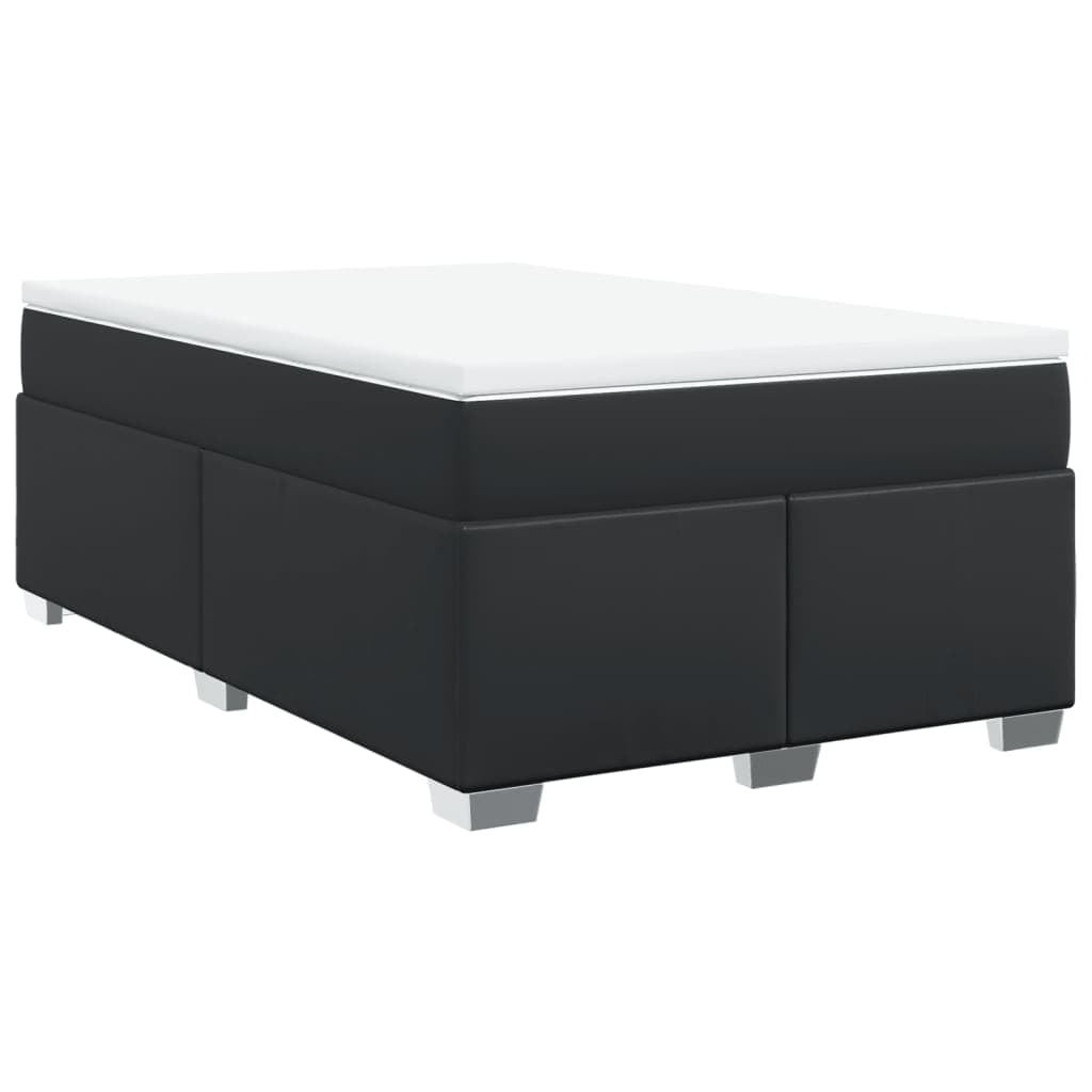 vidaXL Cama com molas/colchão 120x200 cm couro artificial preto