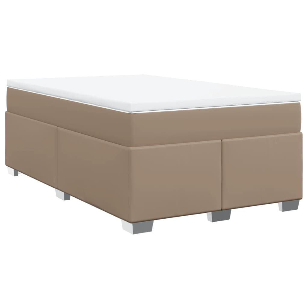 vidaXL Cama com molas/colchão 120x200 cm couro artificial cappuccino