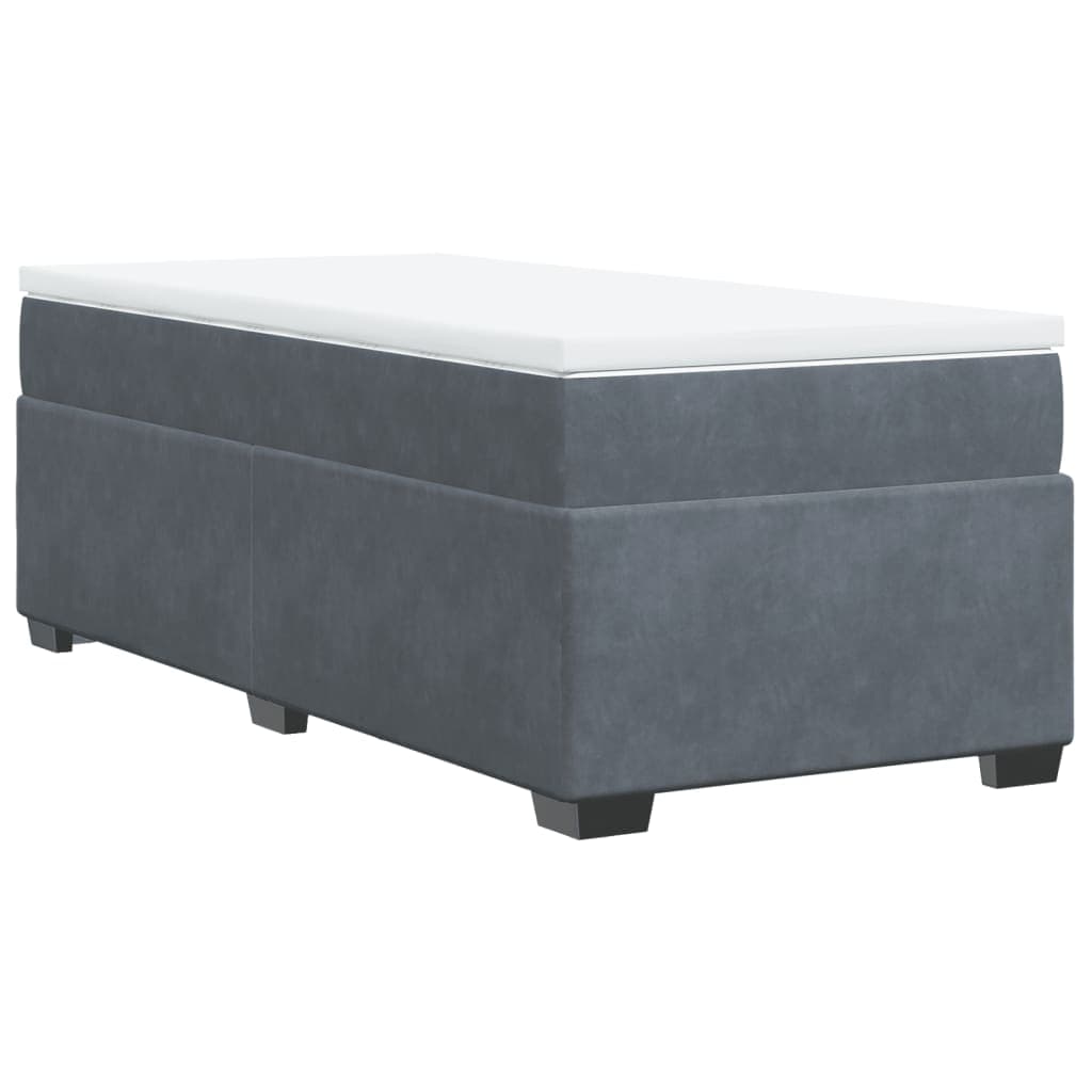 vidaXL Cama com molas/colchão 90x200 cm veludo cinza-escuro