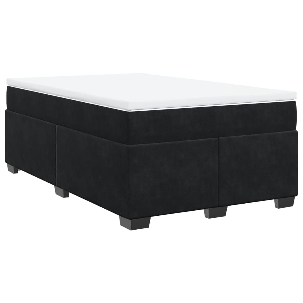 vidaXL Cama Boxspring com Colchão 120x200 cm Veludo Preto - 3416284008