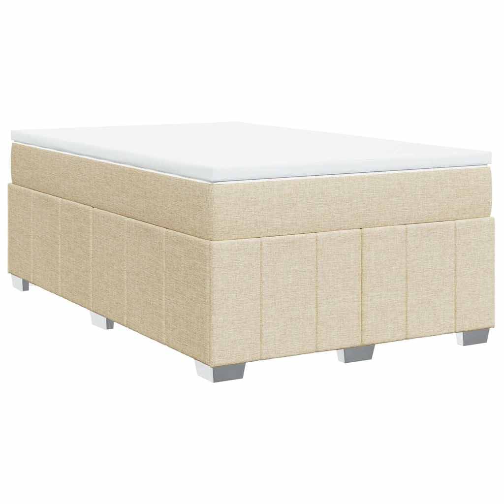 vidaXL Cama com molas/colchão 120x200 cm tecido cor creme