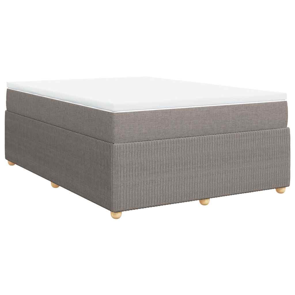 vidaXL Cama com molas/colchão 140x190 cm tecido castanho-acinzentado