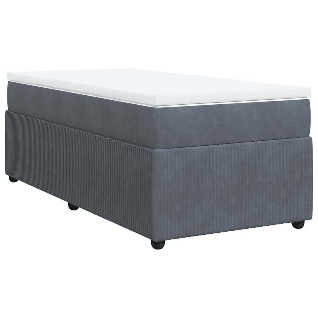 vidaXL Cama com molas/colchão 90x200 cm veludo cinza-escuro