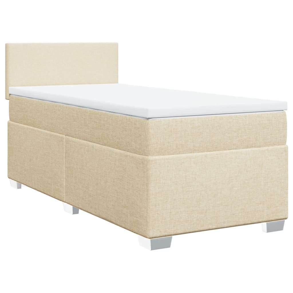 vidaXL Cama com molas/colchão 90x190 cm tecido cor creme