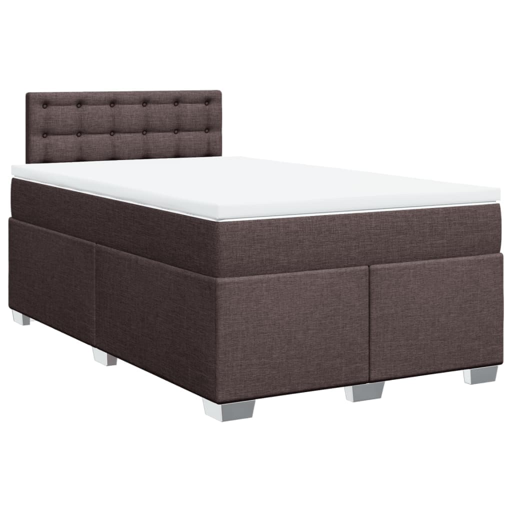 vidaXL Cama Boxspring com Colchão 120x190 cm Tecido Castanho-escuro - 1947458759