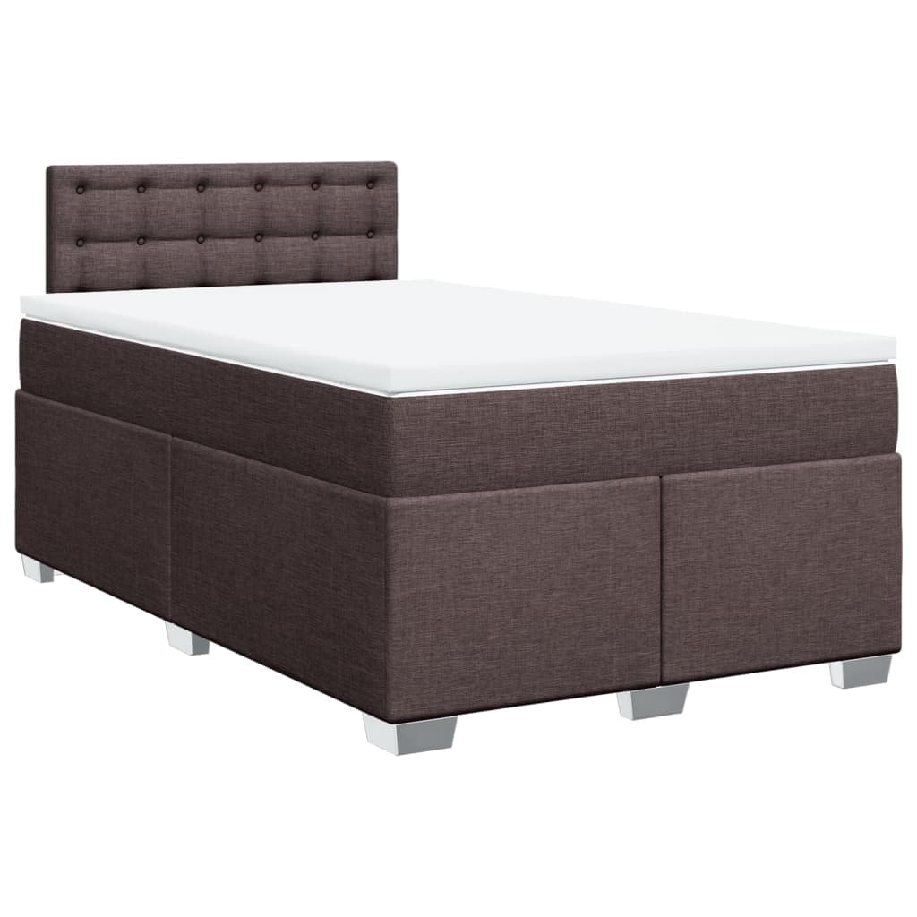 vidaXL Cama com molas/colchão 120x200 cm tecido castanho-escuro