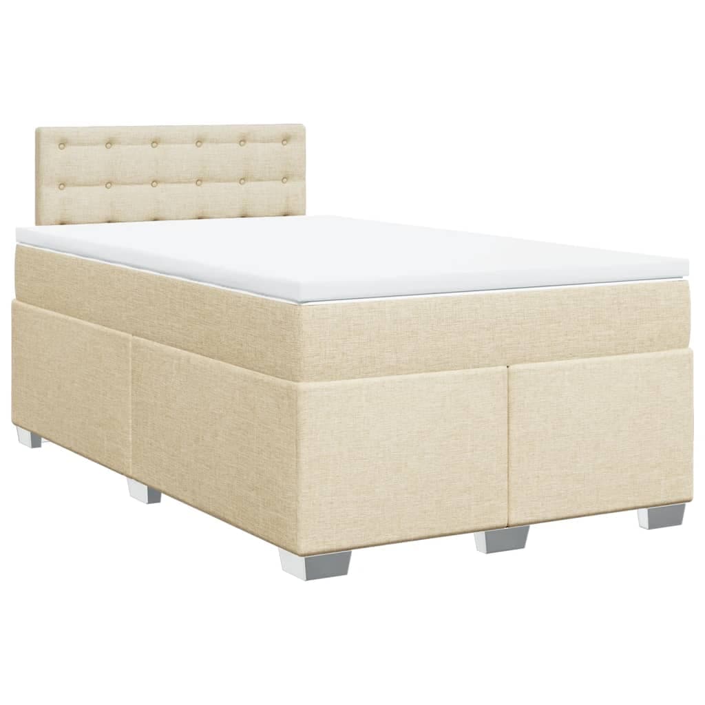 vidaXL Cama com Molas/colchão 120x200 cm Tecido Cor Creme - 1597935364